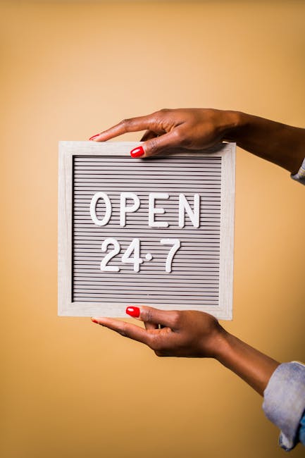 Open 24/7 signage representing business reliability